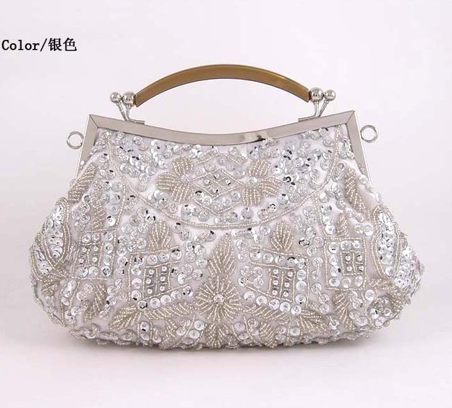 Perfectly Handmade Beaded Silver Gray Clutch Bags