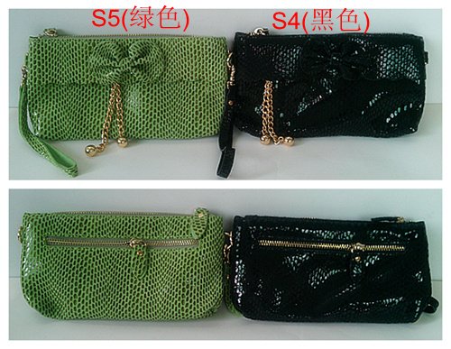 Lady Mini Handbags Genuine Leather Metal Chain Clutch