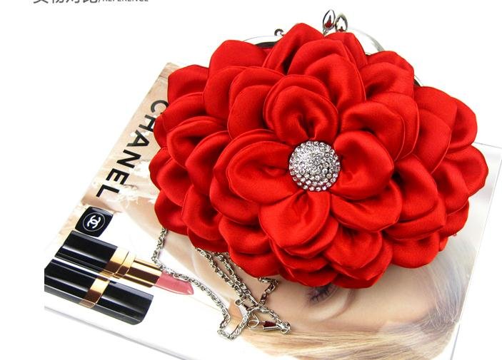 Lotus Petals Satin Evening Bags Covered Crysal Bags