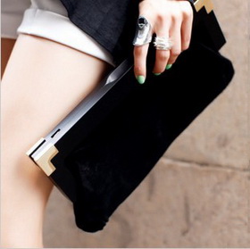 Popular Genuine Leather Fine Plain Lady Handbags / Evening Bags