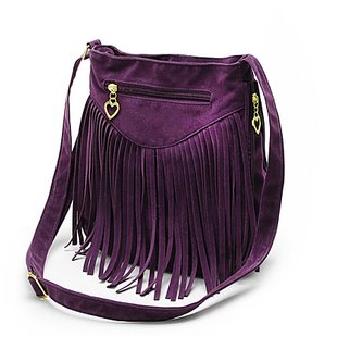 Purple Canvas Tassel Women's Shoulder Bag / Shopping Bags