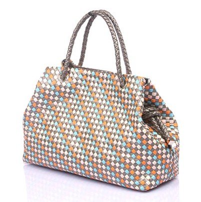 Lattice Zipper PU Leather Shopping Bags