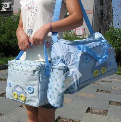 Mummy Blue PVC Waterproof Multi-function Diaper Bags