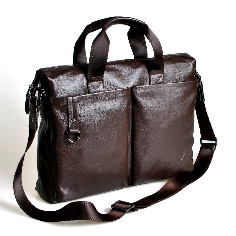 Classical Style Soft Genuine Leather Brown Briefcases