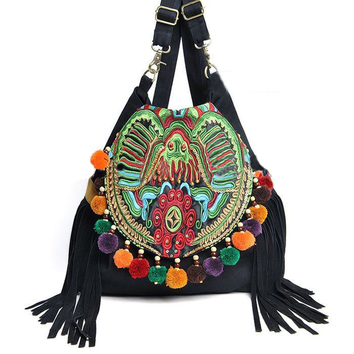 Canvas Ethnic Embroidered Black Backpacks
