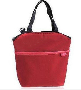 Red Polyster Zipper Folding Picnic Cooler Bag