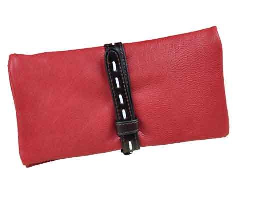Women's Wallet Top Sheepskin Open with Band Pure Color Wallet