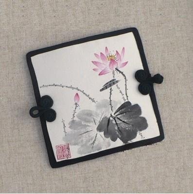 Ladies' Flower Print Patent Leather Cotton Fabric Wallet