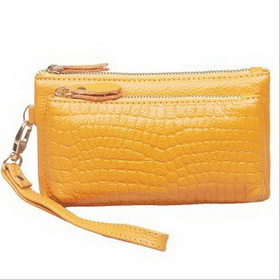 Ladies' Genuine Leather Cowhide Clutches Korean Coin Purses Handbags Wristlets for Women