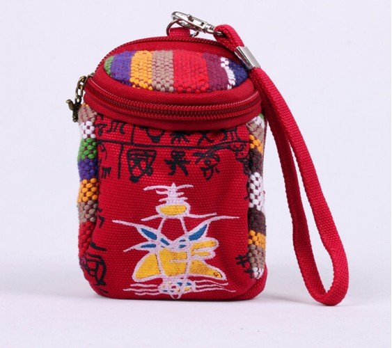 With Two Zippers Red Round Shape Coin Purses
