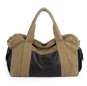 Unisex Khaki Zipper Canvas Restoring Ancient Travel Bag