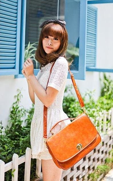 Orange With Button One Shoulder Briefcases
