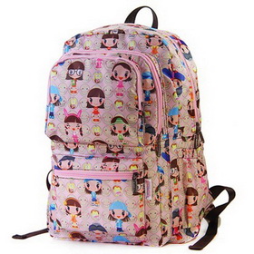 Nylon Cartoon Print Zipper School Bags