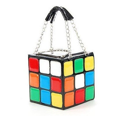 Fashion Love Colourful Magic Cube PU Leather Ladies' Handbag