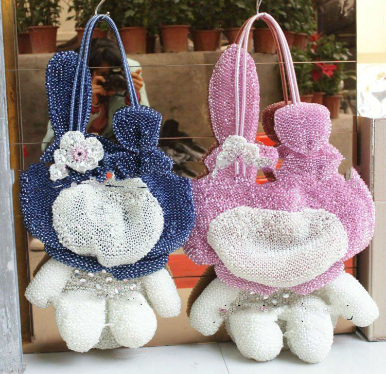 Women PVC Crystals Decorate Cartoon Animals Shape Shoulder Bags