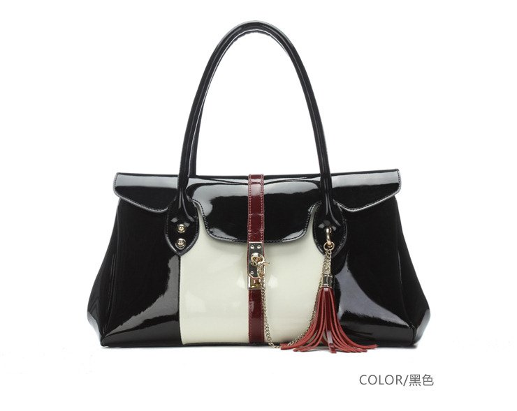 Second Layer Shiny Painted Cowhide Leather Single Shouder Handbag