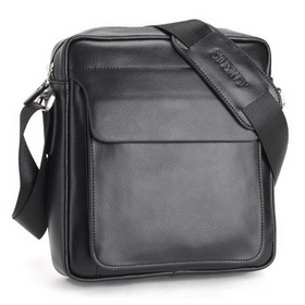 Men's Black Genuine Leather Shoulder Messenger Bag