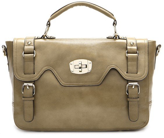 Khaki Cowhide Preppy Style Women Messenger Bags