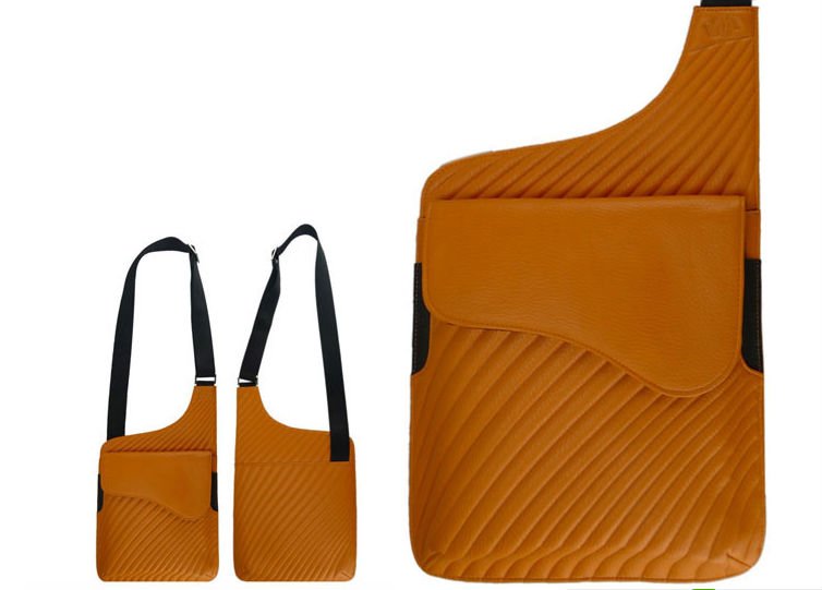 Orange Genuine Leather Messenger Laptop Bag