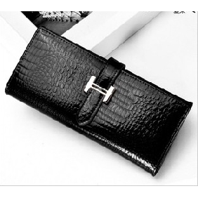Long Black Fashion Easy Cowhide Women's Purse Hand Bag Clutches Wallet