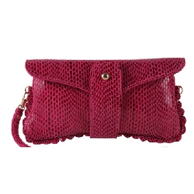 Cowhide Red Female Snakeskin Chain Hand Bag Wristlets