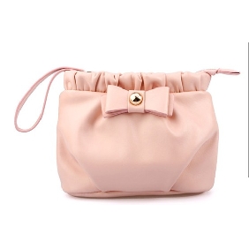 Women Bowknot Candy Colors Small Makeup Bag Hand Bag Wristlets