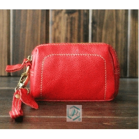 Leather Handbag Women Red Leisure Hand Bag Wristlets