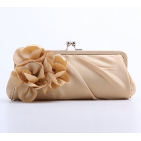 Apricot Dinner Late Outfit Bag Women's Silk Flower Hand Caught Hand Bag Clutches