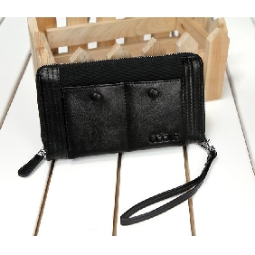 Lady Long Pattern Leather Canvas Wallet Hand Bag Card Bag Wristlets