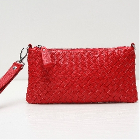 Women Knitting Leather Small Dinner Bag Hand Bag Wristlets