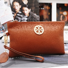 Women Brown Leather Banquet Hand Bag Wristlets