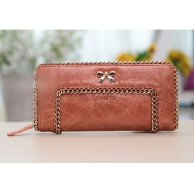 Lady's Purse Leather Wallet Bowknot Chain Hand Bag Wristlets