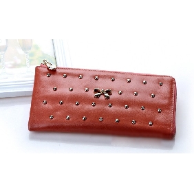 Lady's Rivet Long Fashion Leather Wallet Hand Bag Clutches