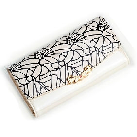 Women's Long Pattern Printing Cowhide Purse Wallet Hand Bag Clutches