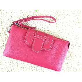 Women's Leasure Leather Pink Hand Bag Wallet Wristlets