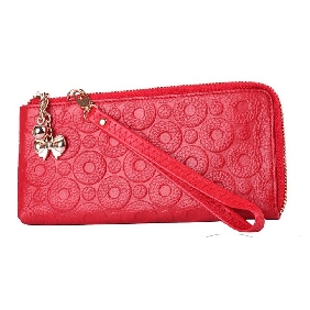Lady's Leather Circle Pattern Hand Bag Wristlets