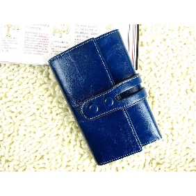 Lady's Long Pattern Head Layer Oil Wax Leather Purse Wallet Clutches