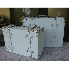 Retro White Suitcases / Handbags Wooden Suitcase