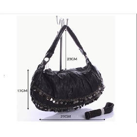 Women's Sheepskin Chain Shoulder Bag Ruffles Hobos