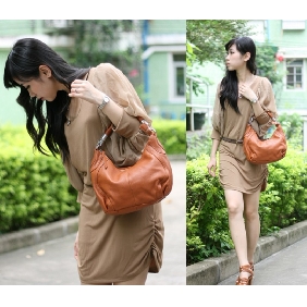 Dual-use Genuine Leather Simple Cross-body Bag Shoulder Hobos