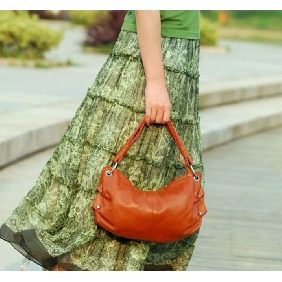 Ladies Genuine Leather Soft Dough Strap Dual-use Hobos