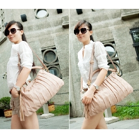Ladies' PU Leather Stripes Concise Zipper Hobos Bags