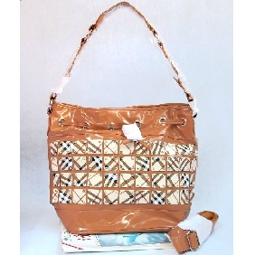 Preppy Style Shoulder Bags / Messenger Bags Plaid Bags With Rivets Leather Bucket Bags