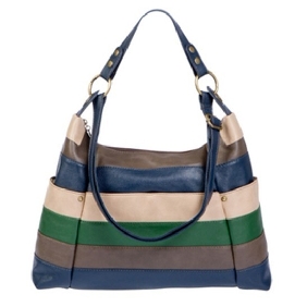 Fashional PU Ladies Rivets Stripe Dual-use Hobos Bag