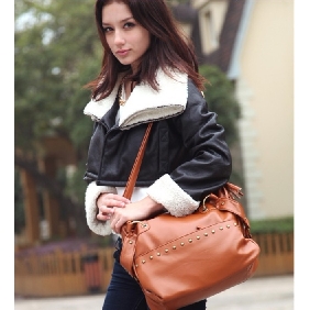 With Nail Black Leather Diaper Bags
