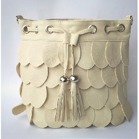 Tassel PU Leather Ivory Shopping Bags