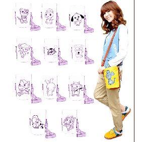 Women's Lovely Cartoon Canvas Round Bucket Tote Shoulder Bag
