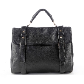 Genuine Leather Black Zipper Lady Shoulder Bag / Satchel