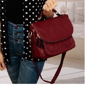 Korean Retro Embossing PU Leather College Style Satchels Cross-body Bag