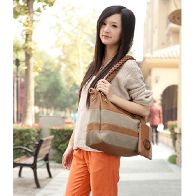 Leisure Spring Lady's Canvas Patent Leather Bags